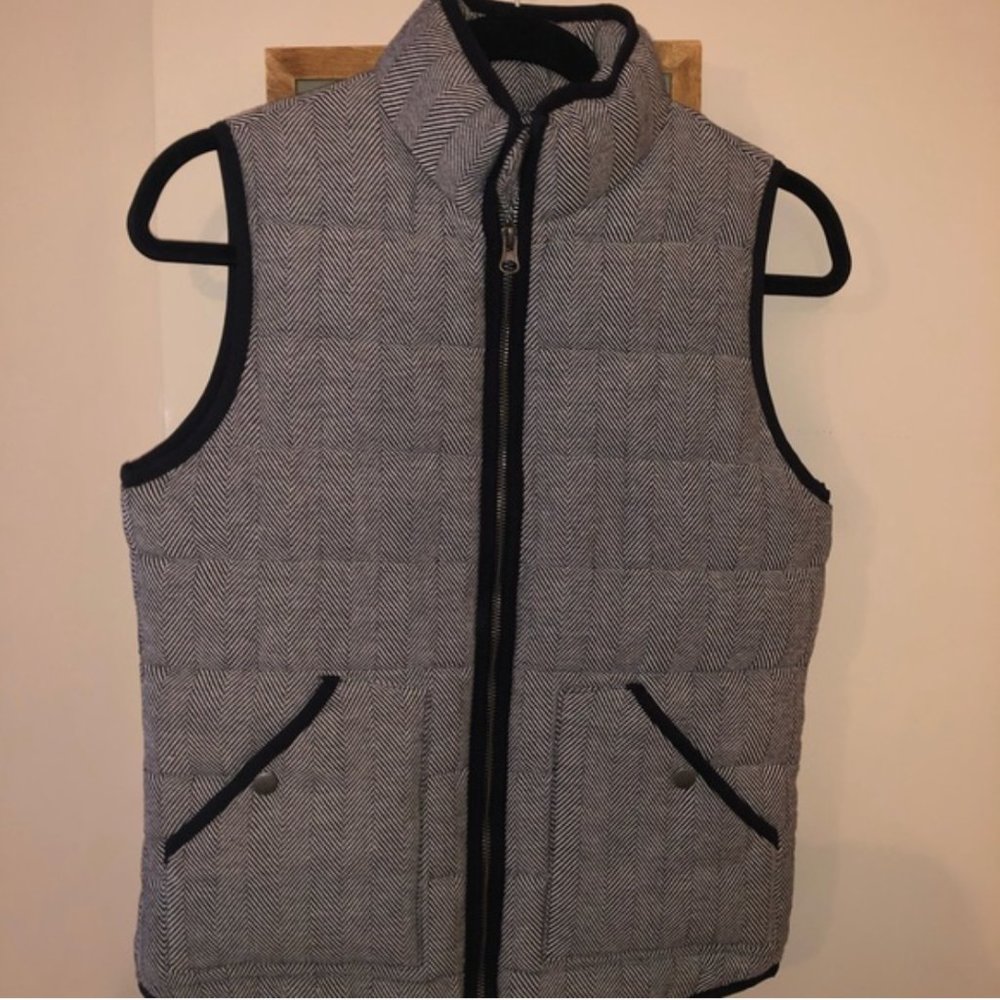 Finely striped black and white vest